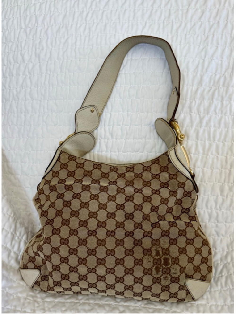 Gucci Shoulder Bag Beige Brown, rubs, wear, discoloration. - Picture 2 of 15